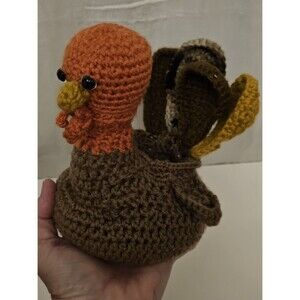 Handmade Crochet Turkey Decoration Fall Thanksgiving Harvest NeW Holder